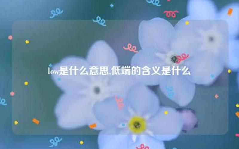 low的真正含义-第1张图片-万福百科